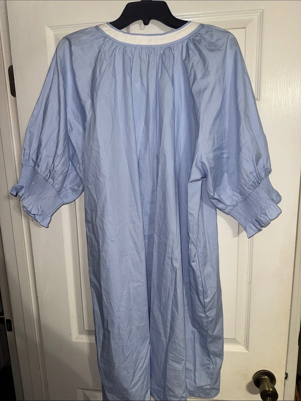 Odabash Light Blue Embroidered Mini Dress